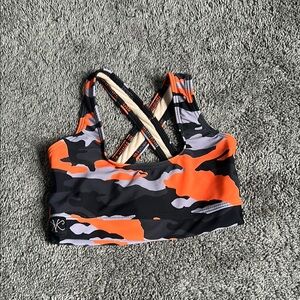 Kandi Kouture Kids Orange and Black Camouflage Sports Bra